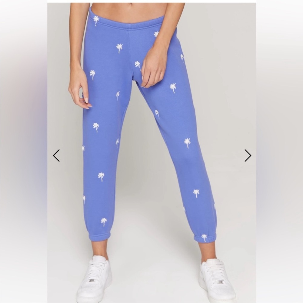 Spiritual Gangster Blue Joggers with White Palm Design